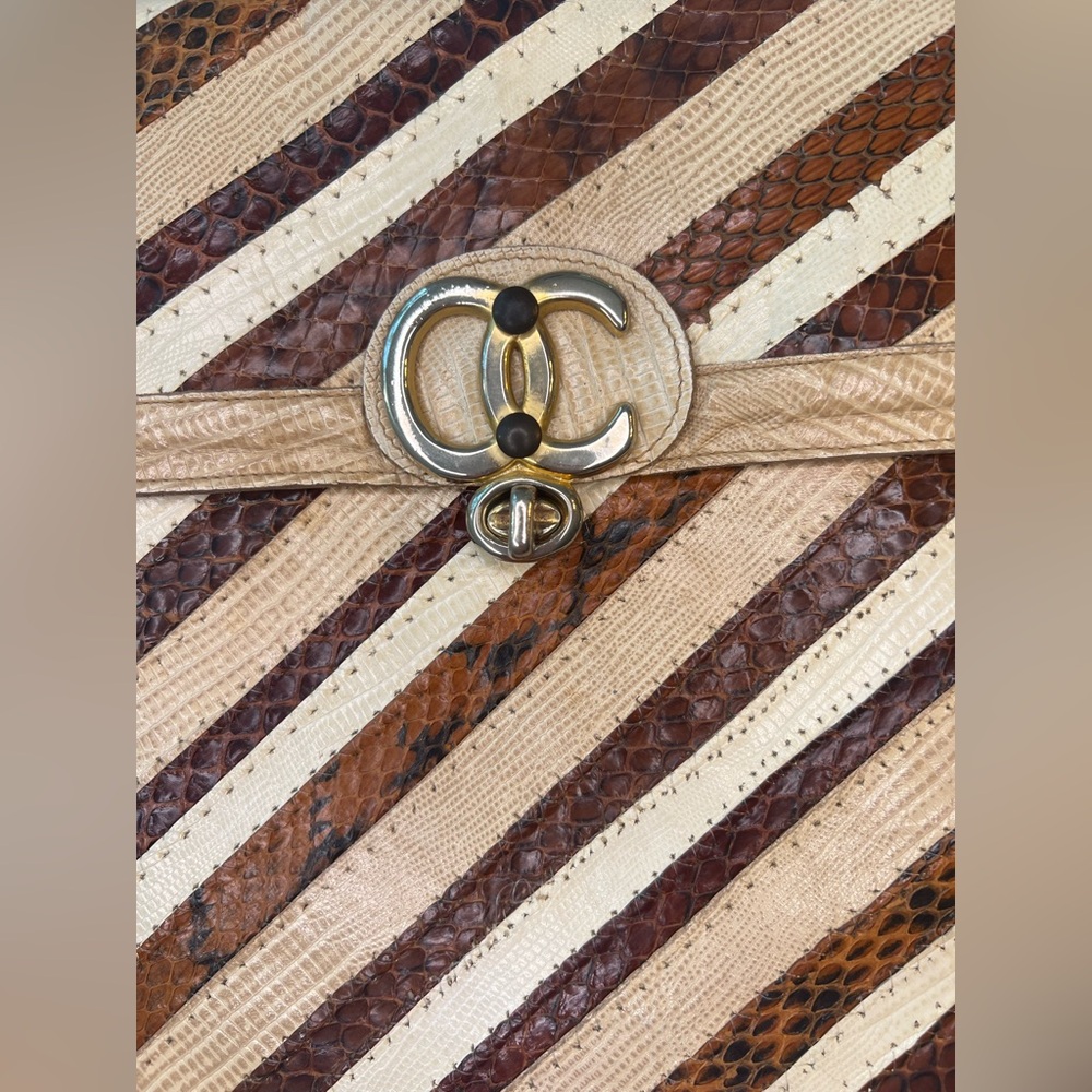 Oleg Cassini Vintage Snake Skin Patchwork Clutch - Picture 3 of 13